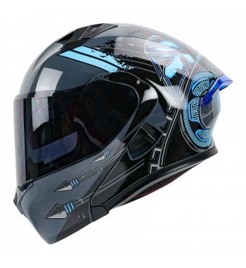 CASCO RODA RUSH ABAT. GR/AZUL MATE M